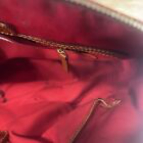 Dooney & Bourke Greta Satchel Handbag Red and Tan Large Purse Used - Picture 13 of 15